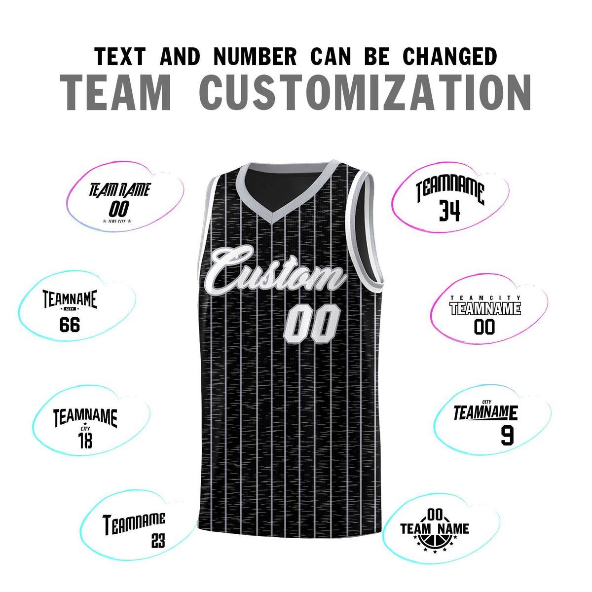 Custom Black Custom Gray Pinstripe Retro Sets Uniform Basketball Jersey