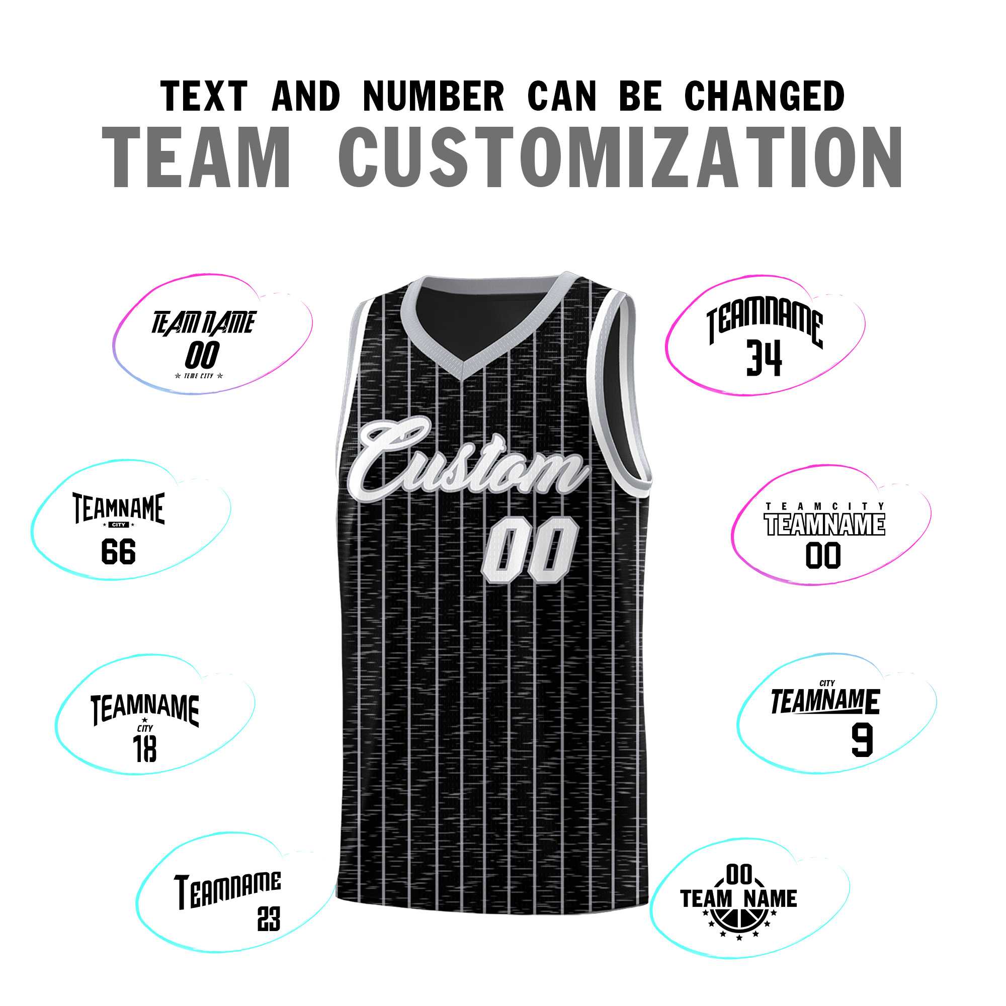 Custom Black Custom Gray Pinstripe Retro Sets Uniform Basketball Jersey