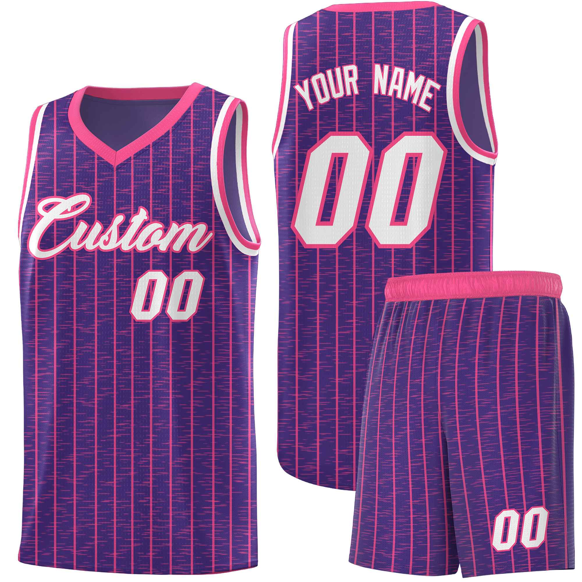 Custom Purple Custom Gray Pinstripe Retro Sets Uniform Basketball Jersey