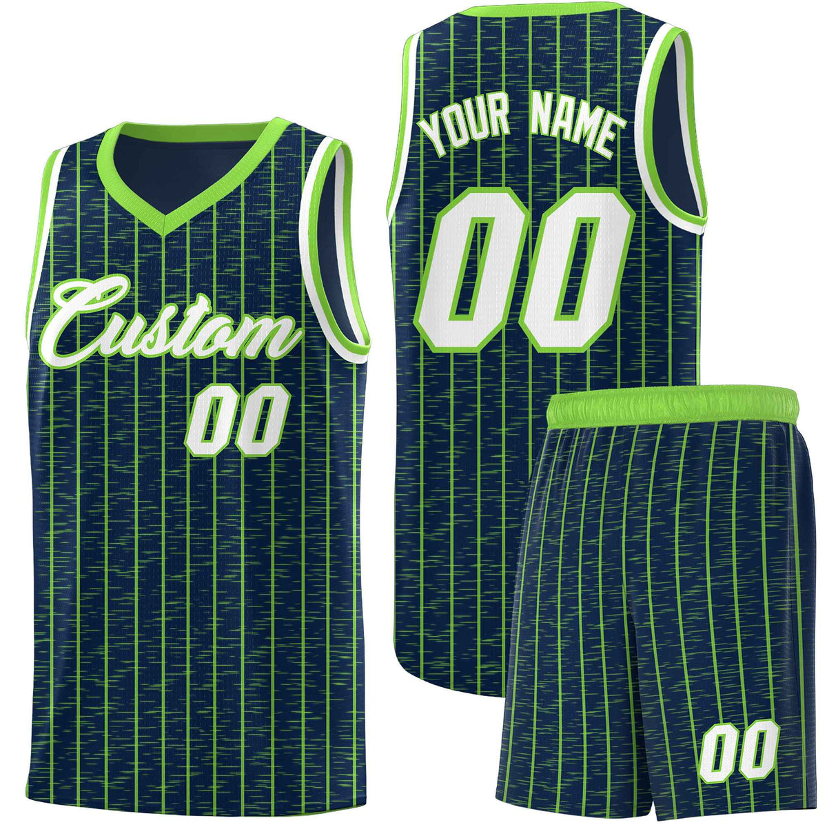 Custom Navy Custom Gray Pinstripe Retro Sets Uniform Basketball Jersey