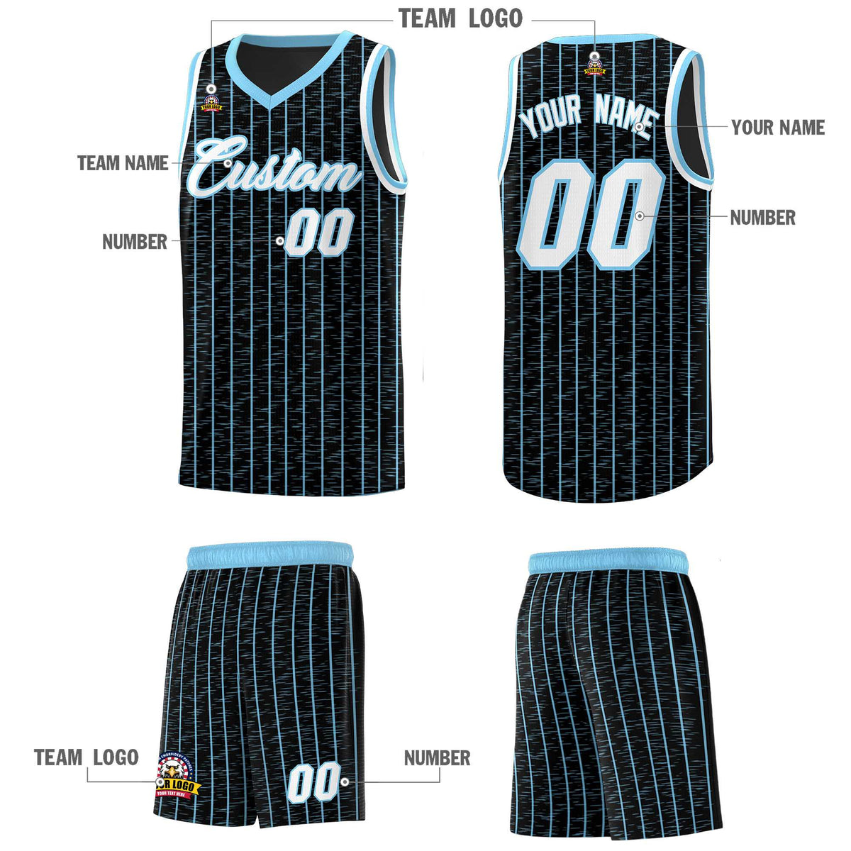 Custom Black Custom Gray Pinstripe Retro Sets Uniform Basketball Jersey