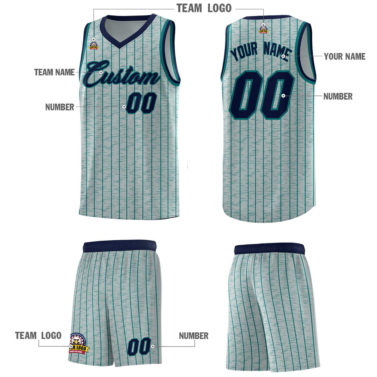 Custom Gray Custom Gray Pinstripe Retro Sets Uniform Basketball Jersey