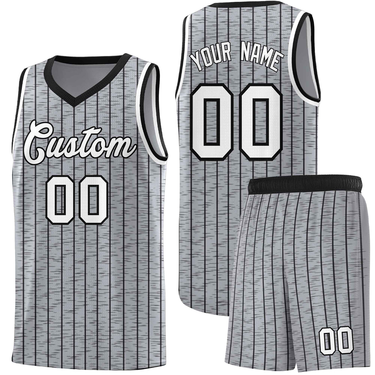 Custom Gray Custom Gray Pinstripe Retro Sets Uniform Basketball Jersey