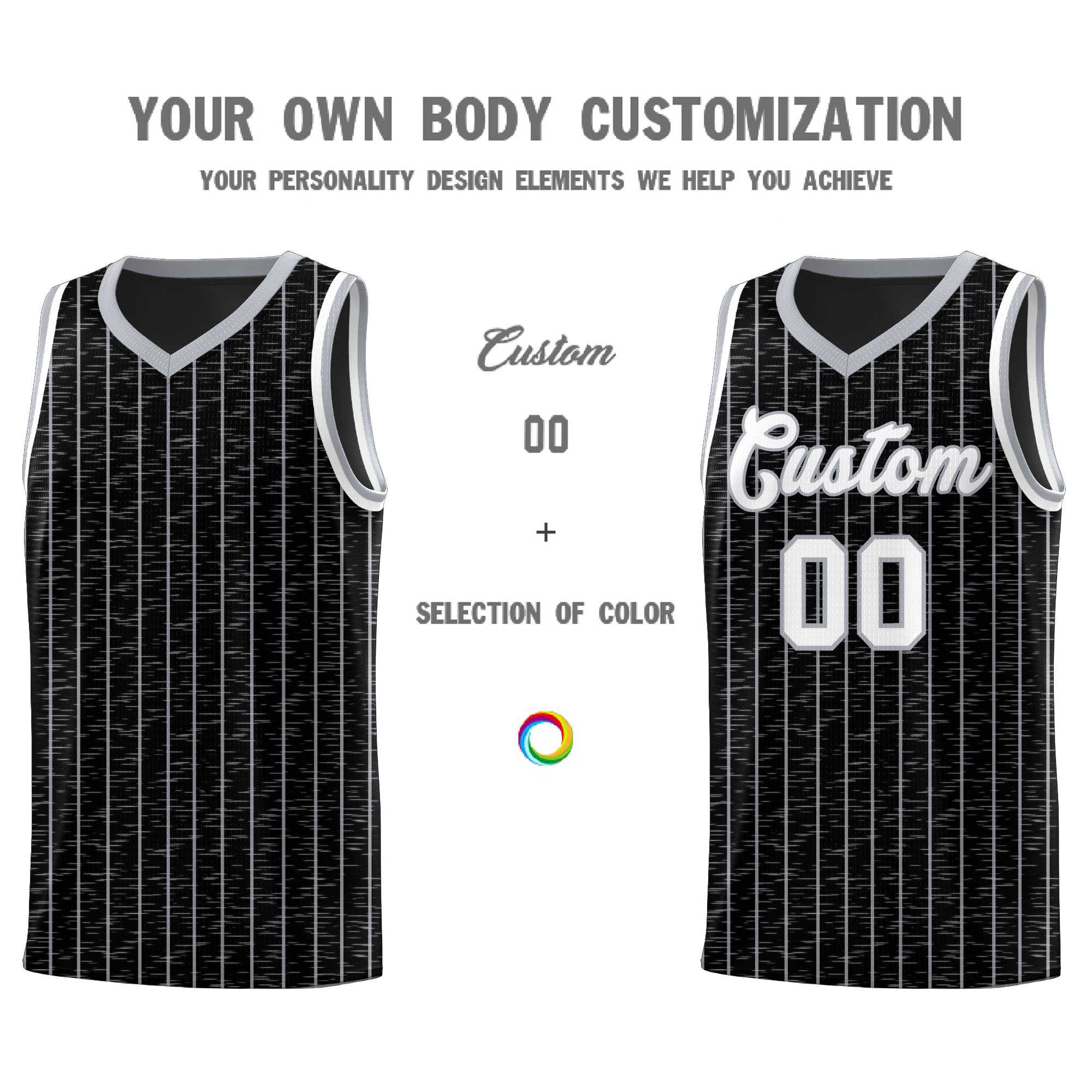 Custom Black Custom Gray Pinstripe Retro Sets Uniform Basketball Jersey