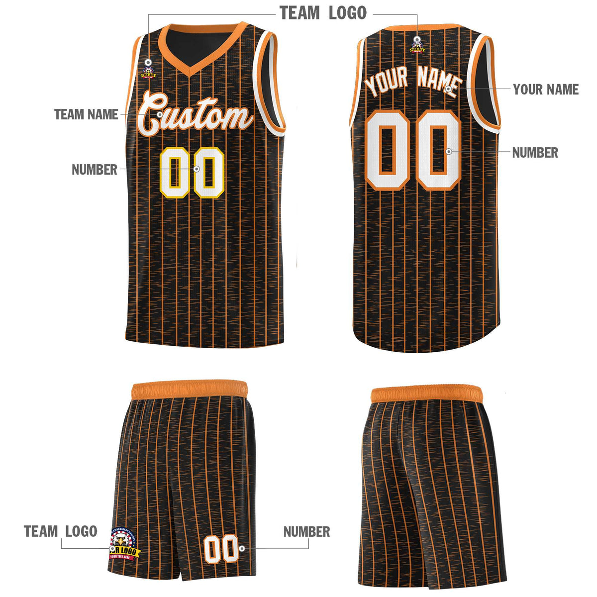 Custom Black Custom Gray Pinstripe Retro Sets Uniform Basketball Jersey