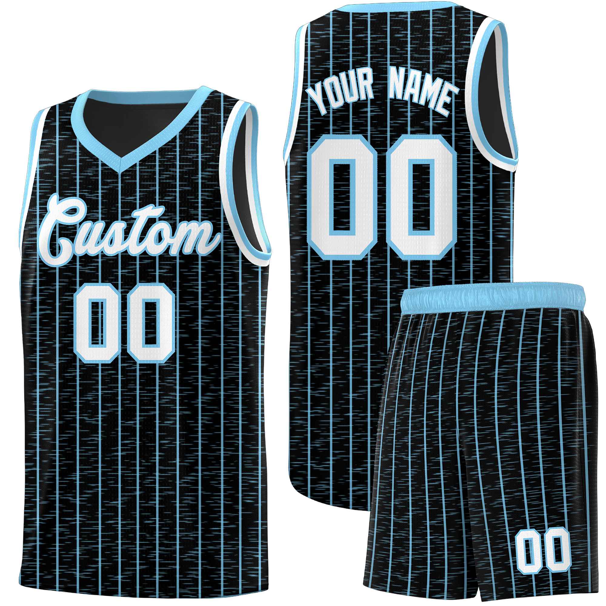 Custom Black Custom Gray Pinstripe Retro Sets Uniform Basketball Jersey