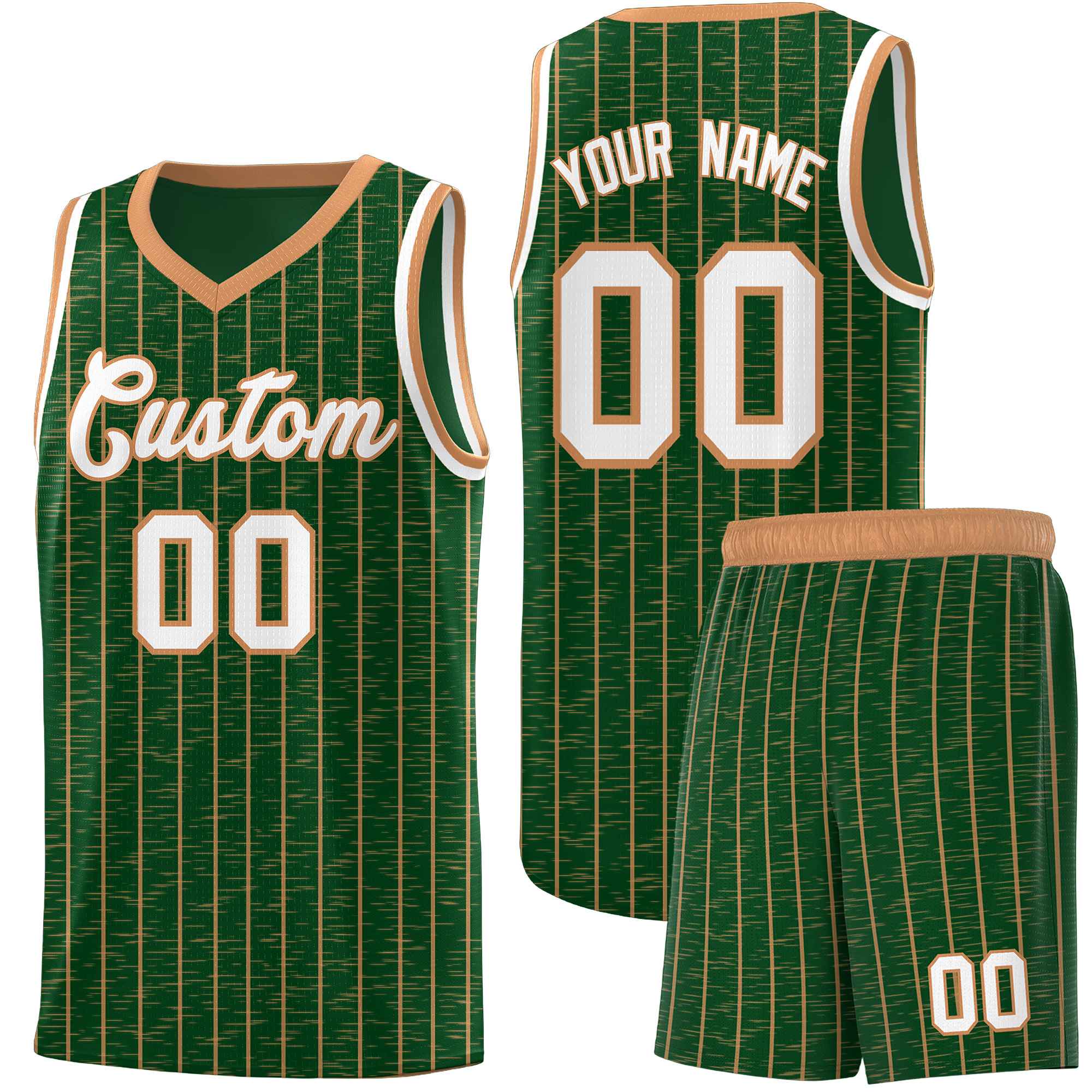 Custom Green Custom Gray Pinstripe Retro Sets Uniform Basketball Jersey