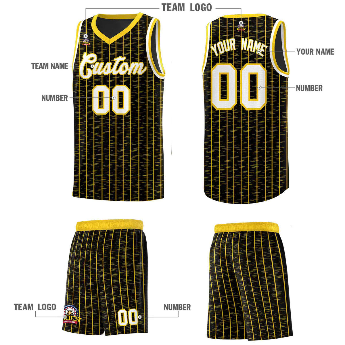 Custom Black Custom Gray Pinstripe Retro Sets Uniform Basketball Jersey