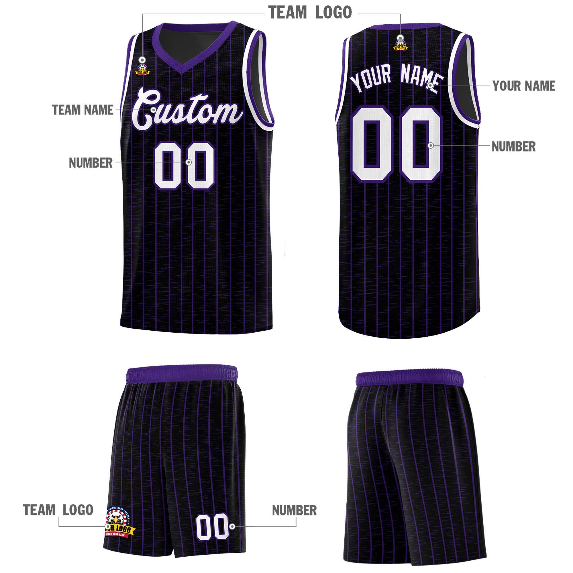 Custom Black Custom Gray Pinstripe Retro Sets Uniform Basketball Jersey