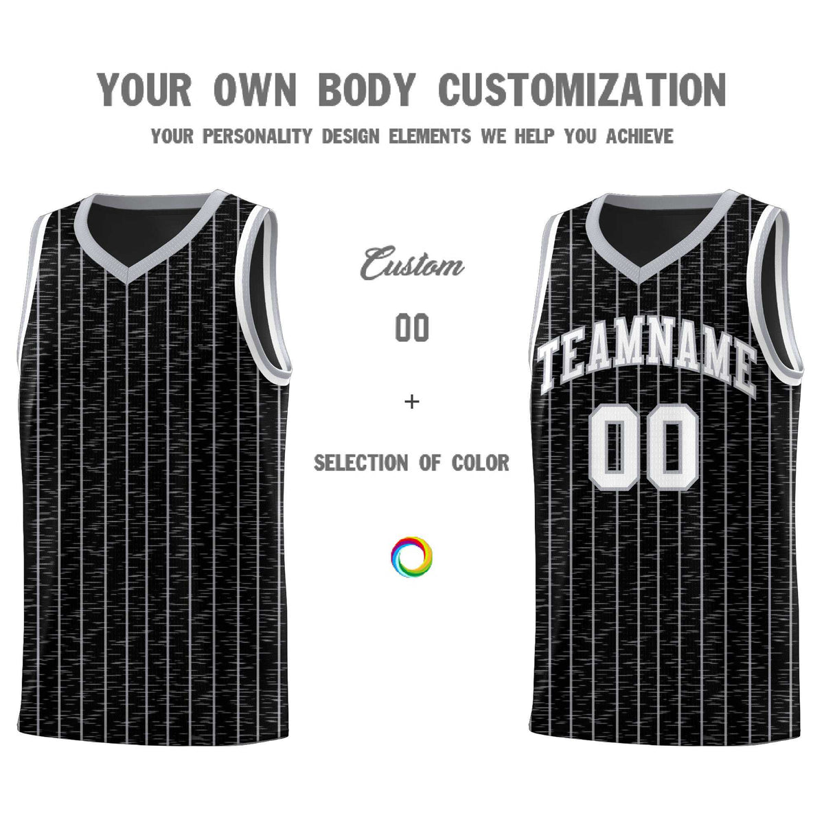 Custom Black Custom Gray Pinstripe Retro Sets Uniform Basketball Jersey