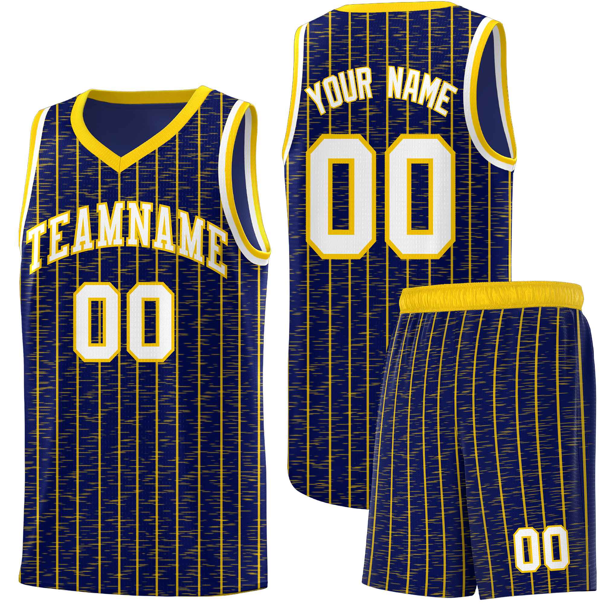 Custom Navy Custom Gray Pinstripe Retro Sets Uniform Basketball Jersey