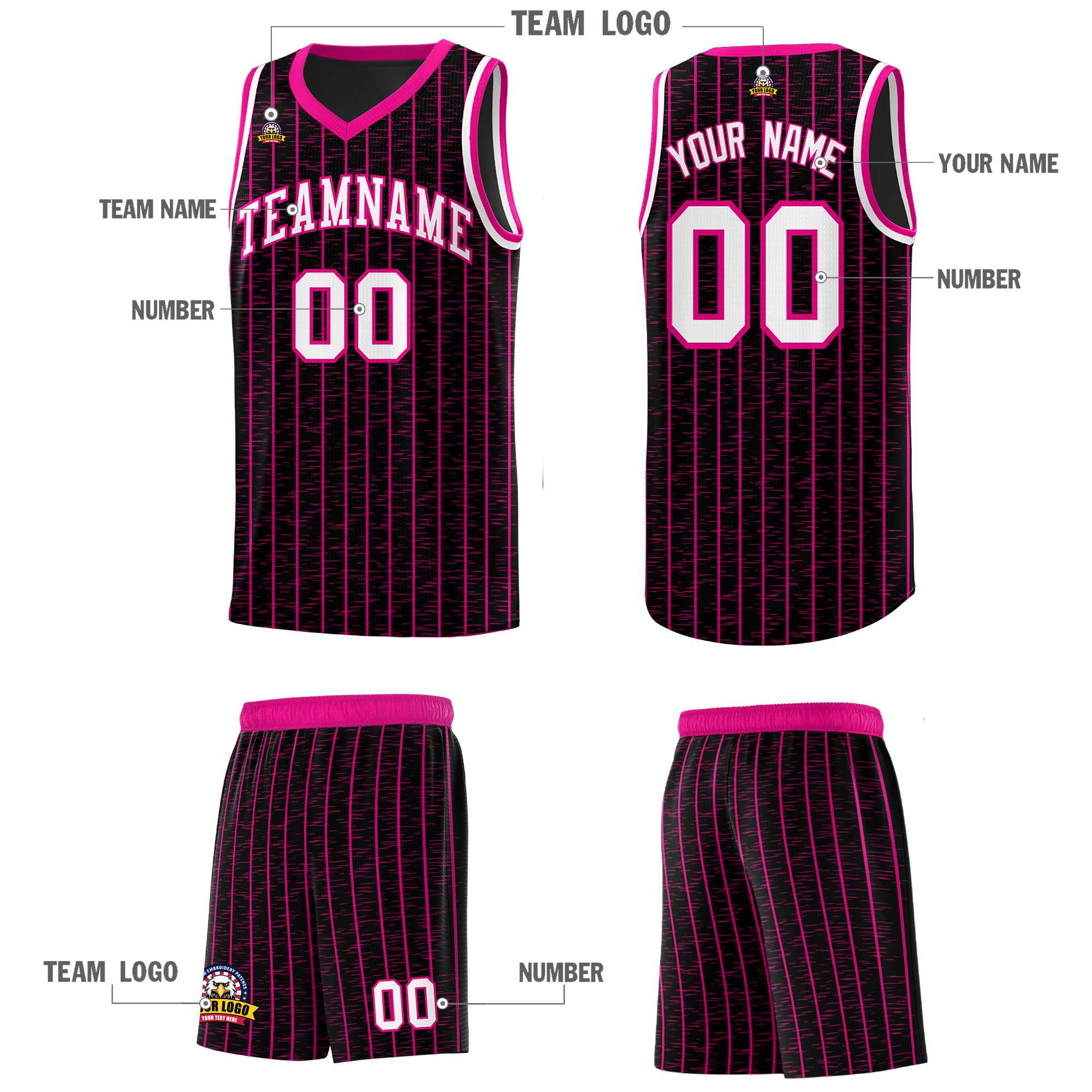 Custom Black Custom Gray Pinstripe Retro Sets Uniform Basketball Jersey