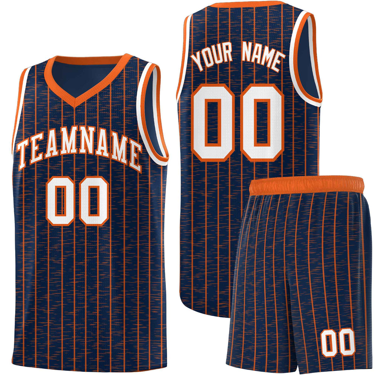 Custom Navy Custom Gray Pinstripe Retro Sets Uniform Basketball Jersey