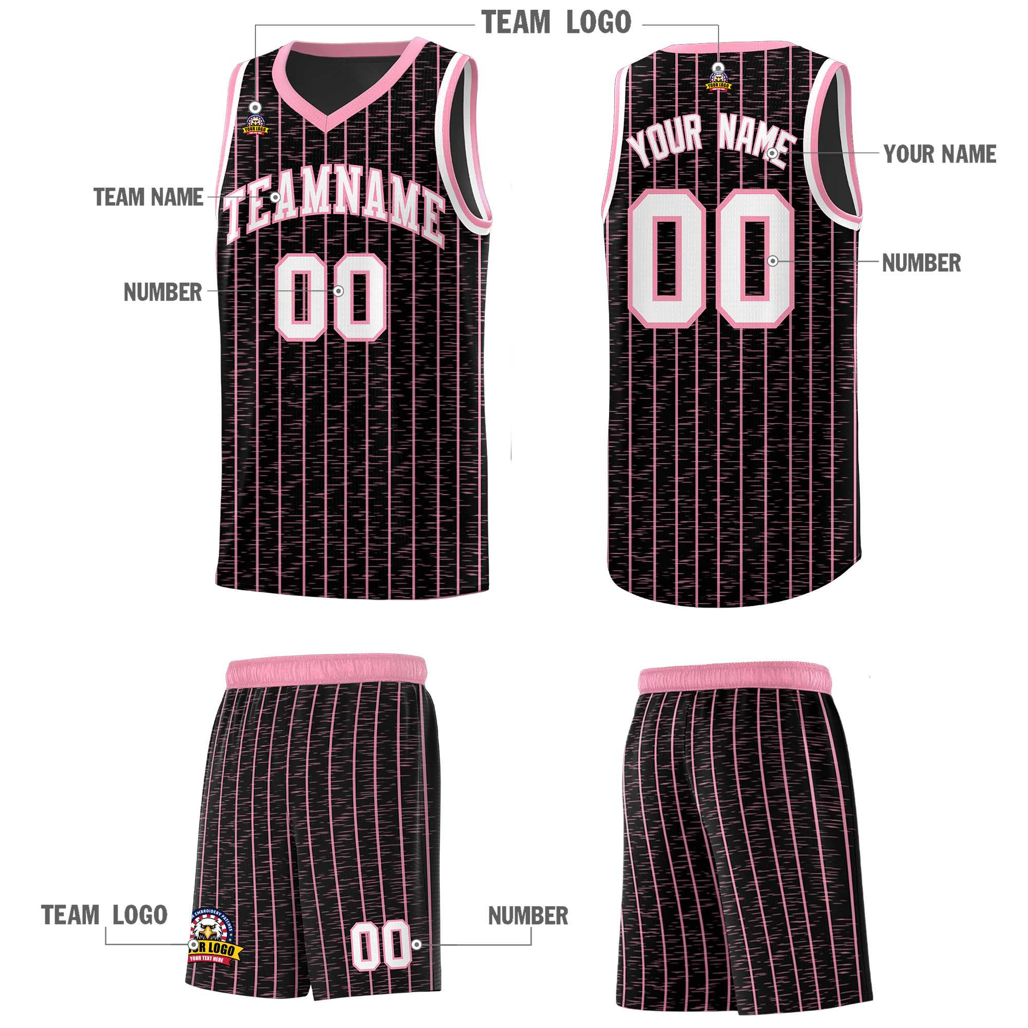 Custom Black Custom Gray Pinstripe Retro Sets Uniform Basketball Jersey