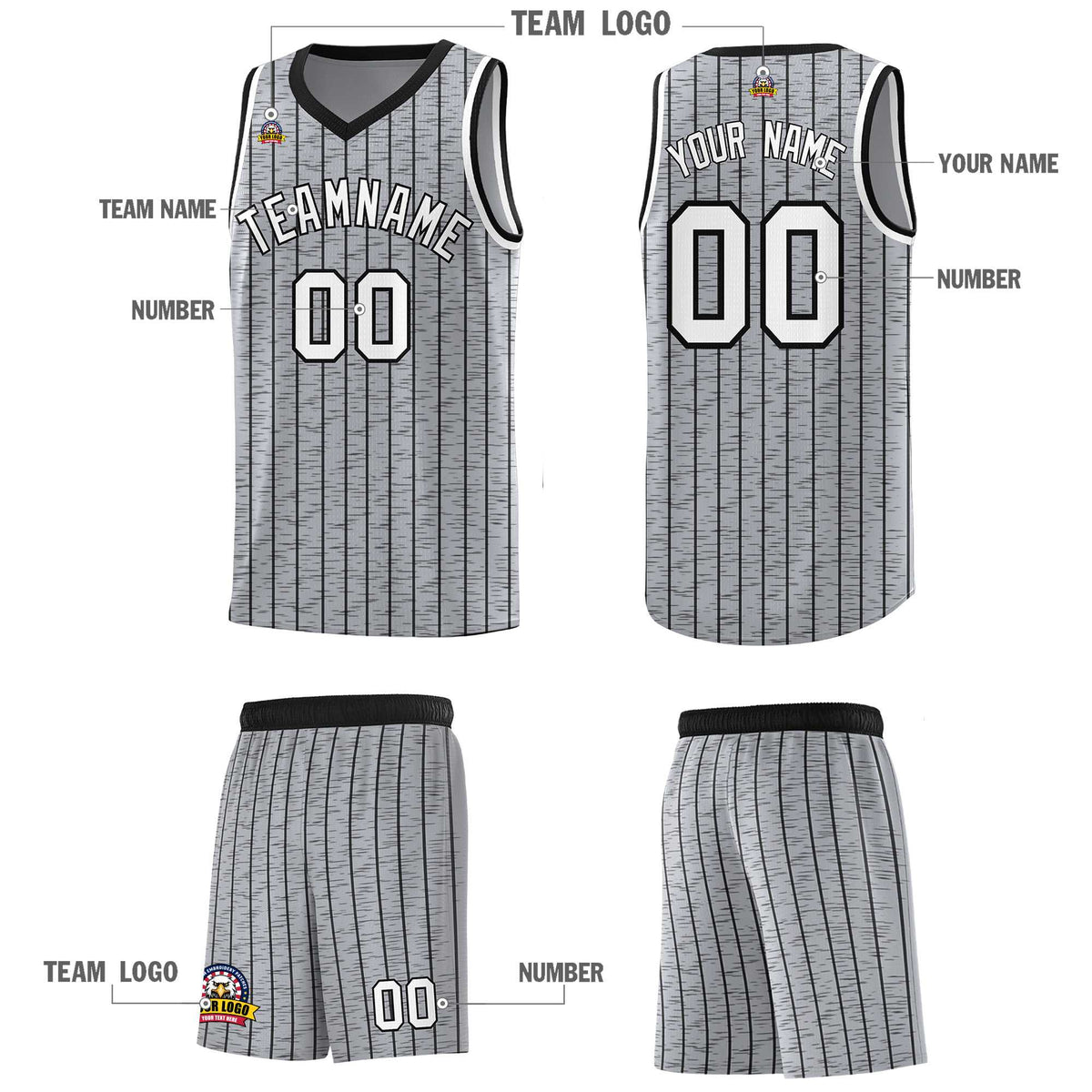 Custom Gray Custom Gray Pinstripe Retro Sets Uniform Basketball Jersey