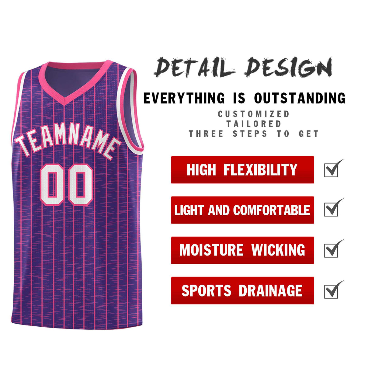 Custom Purple Custom Gray Pinstripe Retro Sets Uniform Basketball Jersey