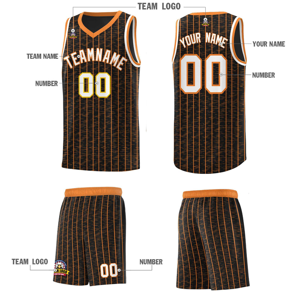 Custom Black Custom Gray Pinstripe Retro Sets Uniform Basketball Jersey