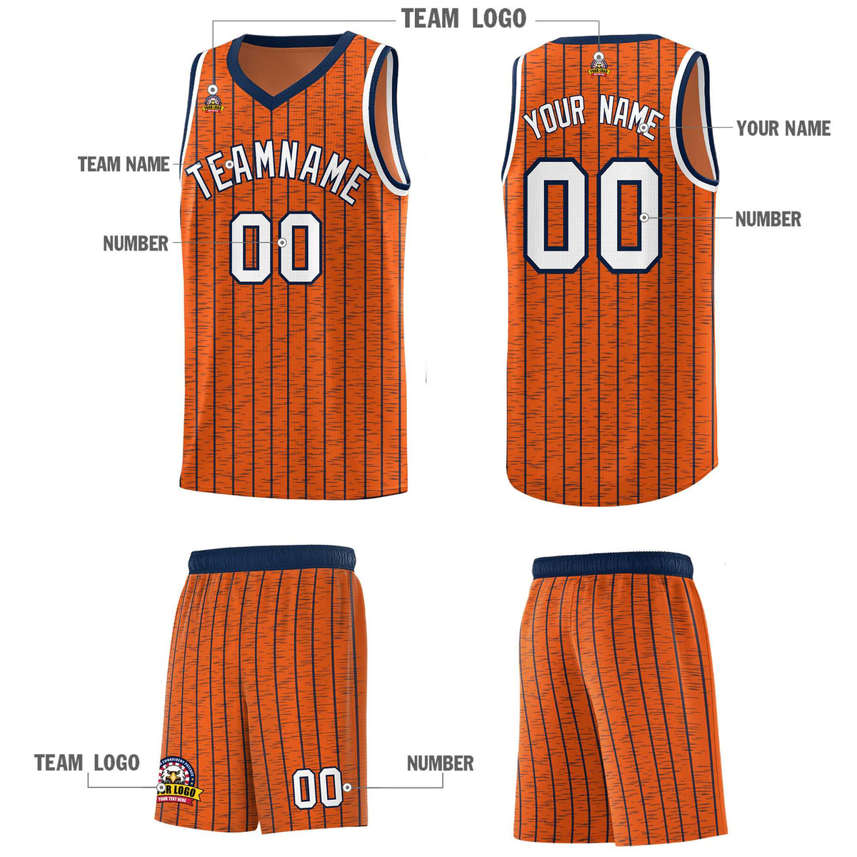 Custom Orange Custom Gray Pinstripe Retro Sets Uniform Basketball Jersey