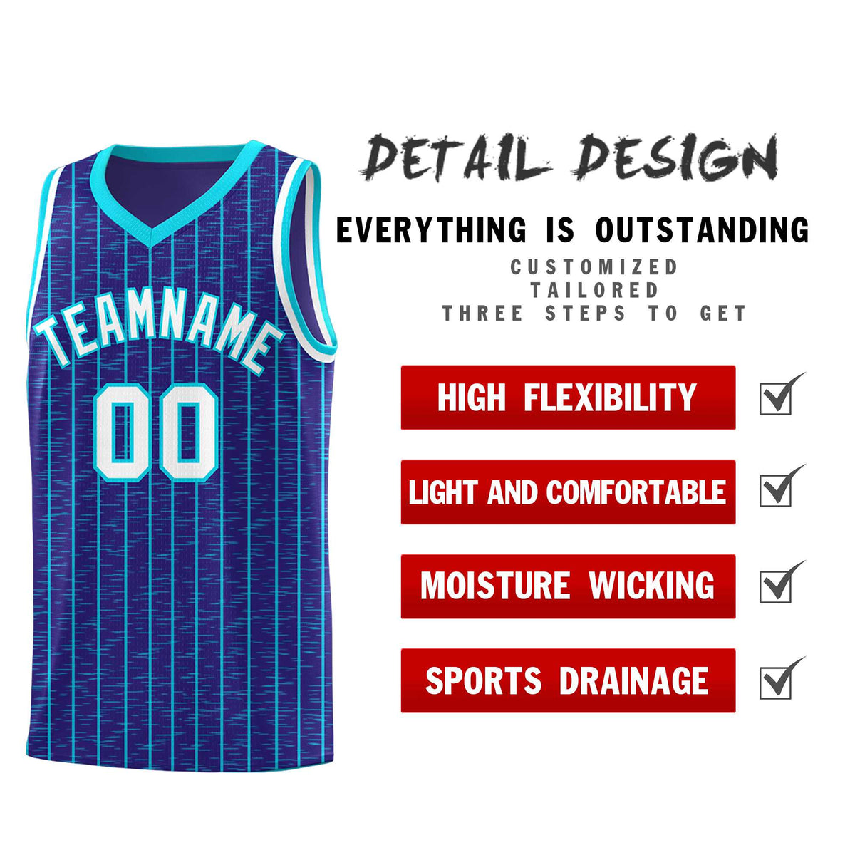Custom Royal Custom Gray Pinstripe Retro Sets Uniform Basketball Jersey