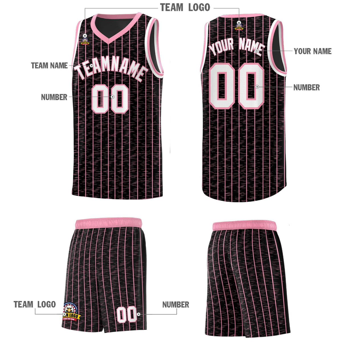 Custom Black Custom Gray Pinstripe Retro Sets Uniform Basketball Jersey