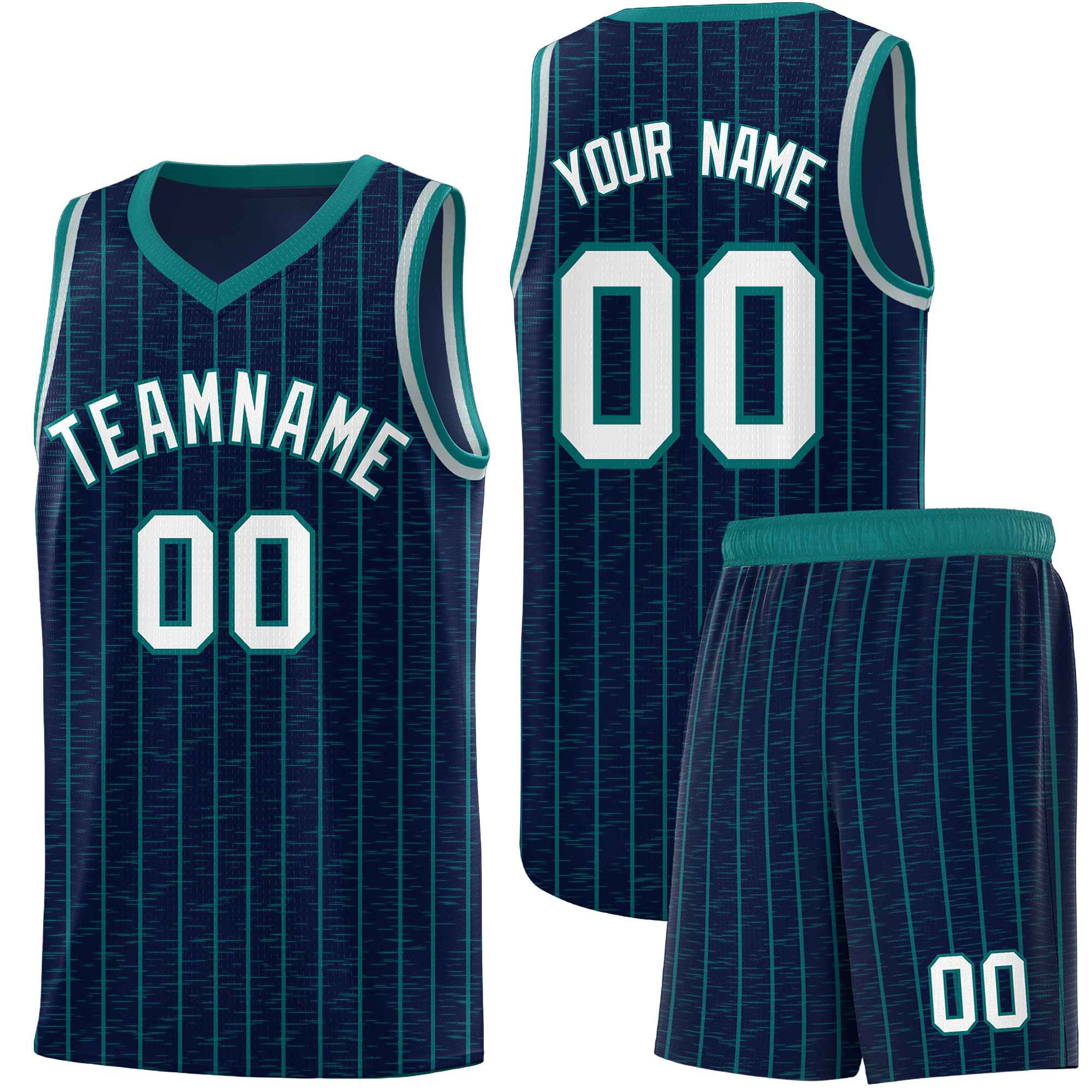 Custom Navy Custom Gray Pinstripe Retro Sets Uniform Basketball Jersey