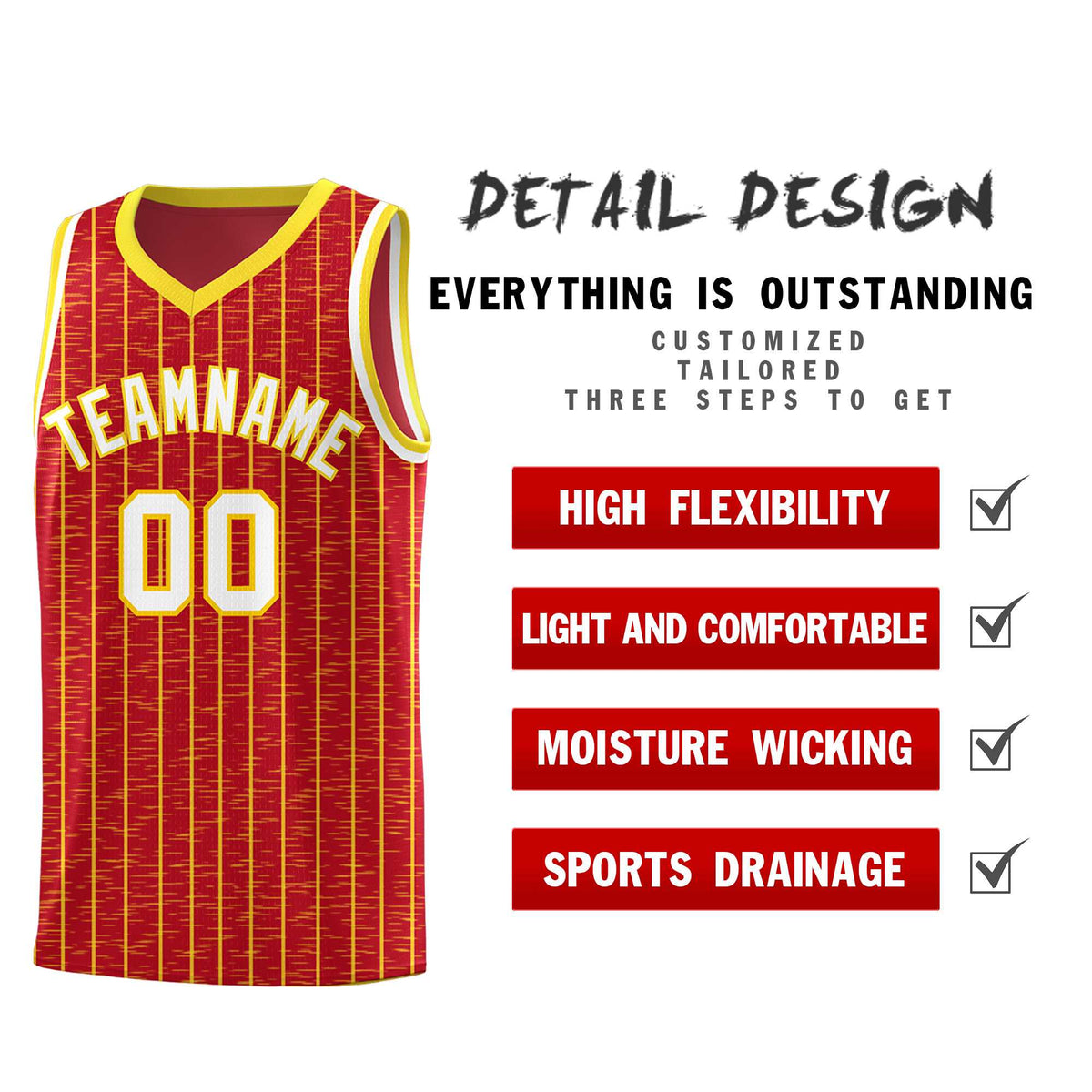 Custom Red Custom Gray Pinstripe Retro Sets Uniform Basketball Jersey