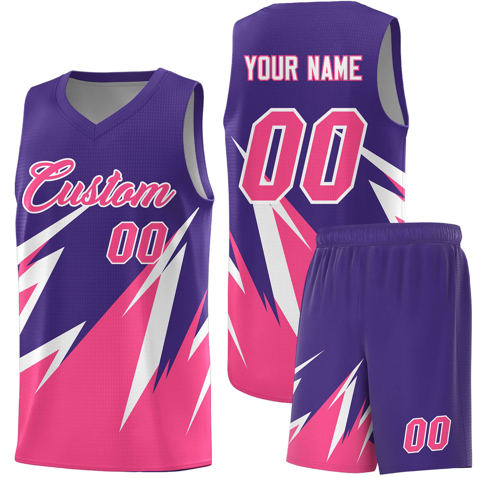 Custom Purple Abstract Mountain Pattern Sports Uniform Basketball Jersey