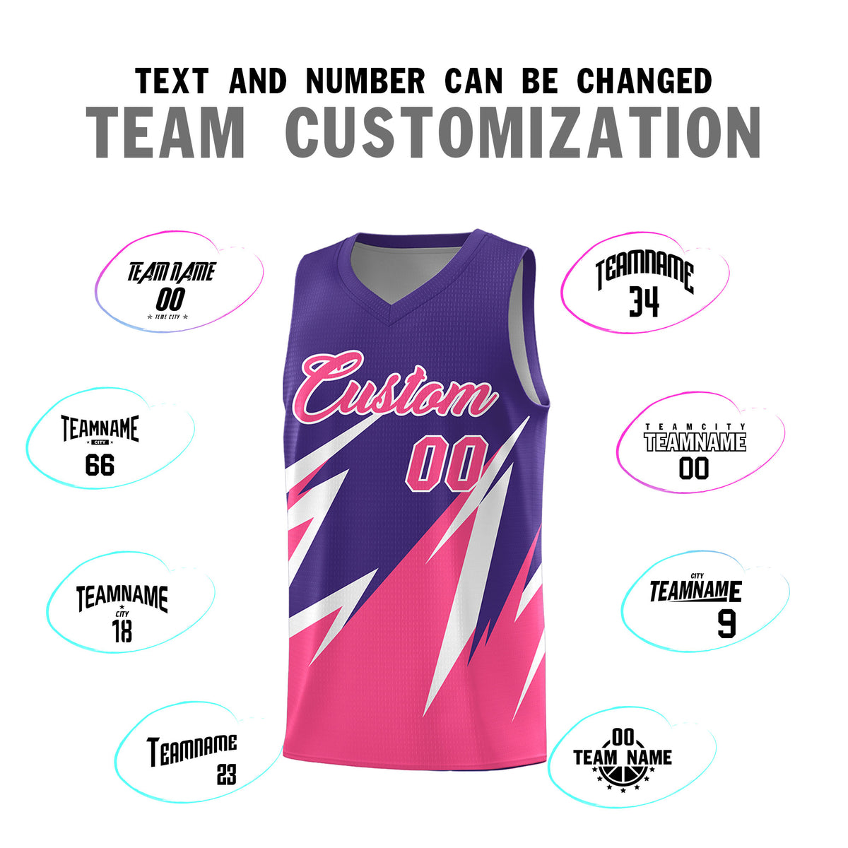 Custom Purple Abstract Mountain Pattern Sports Uniform Basketball Jersey