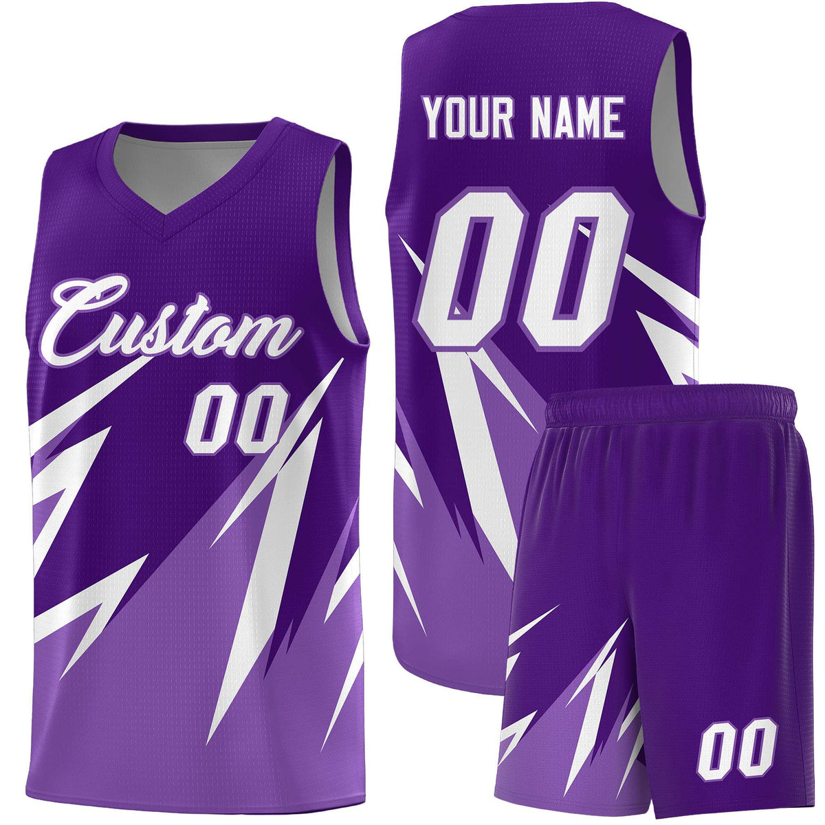 Custom Purple Abstract Mountain Pattern Sports Uniform Basketball Jersey
