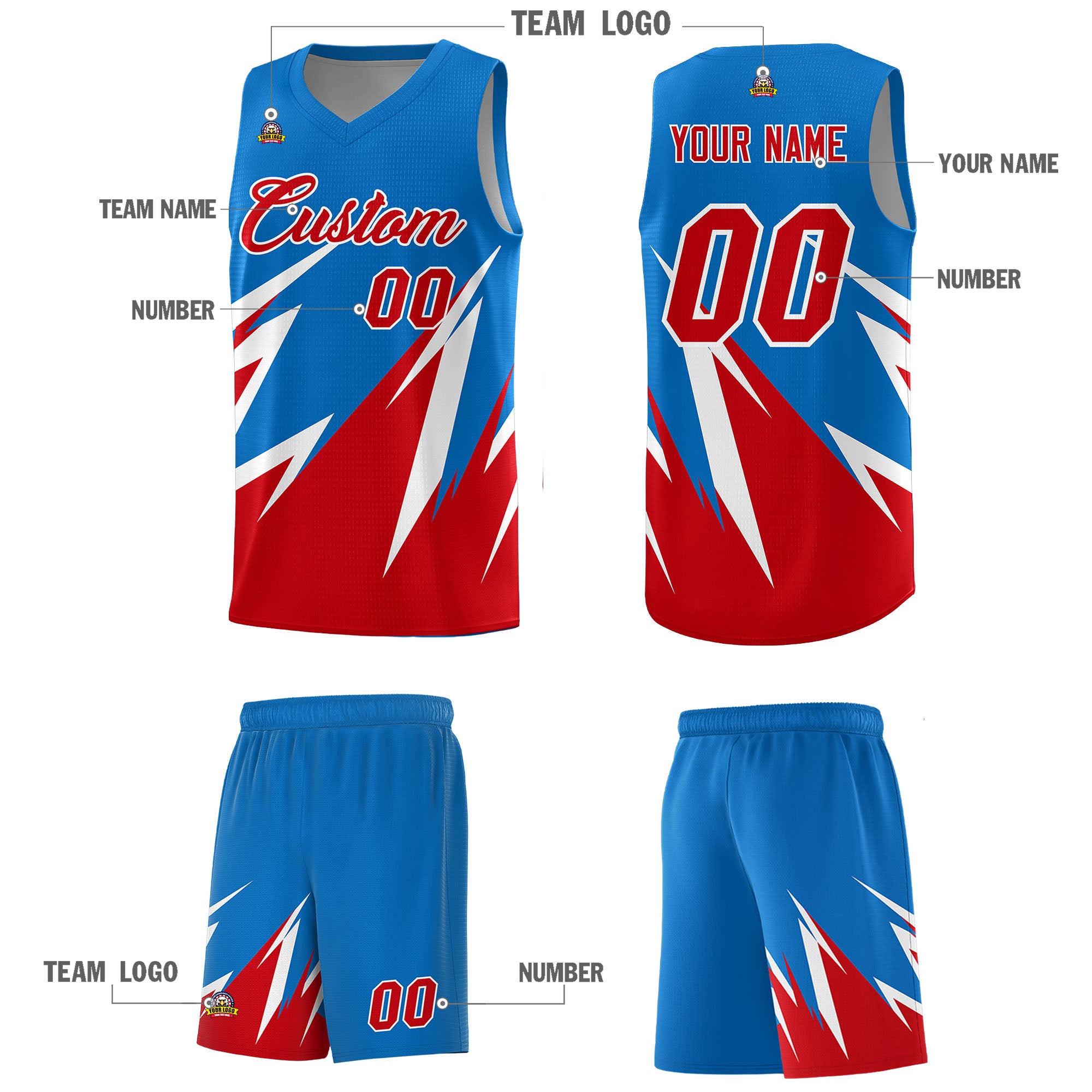 Custom Royal Abstract Mountain Pattern Sports Uniform Basketball Jersey