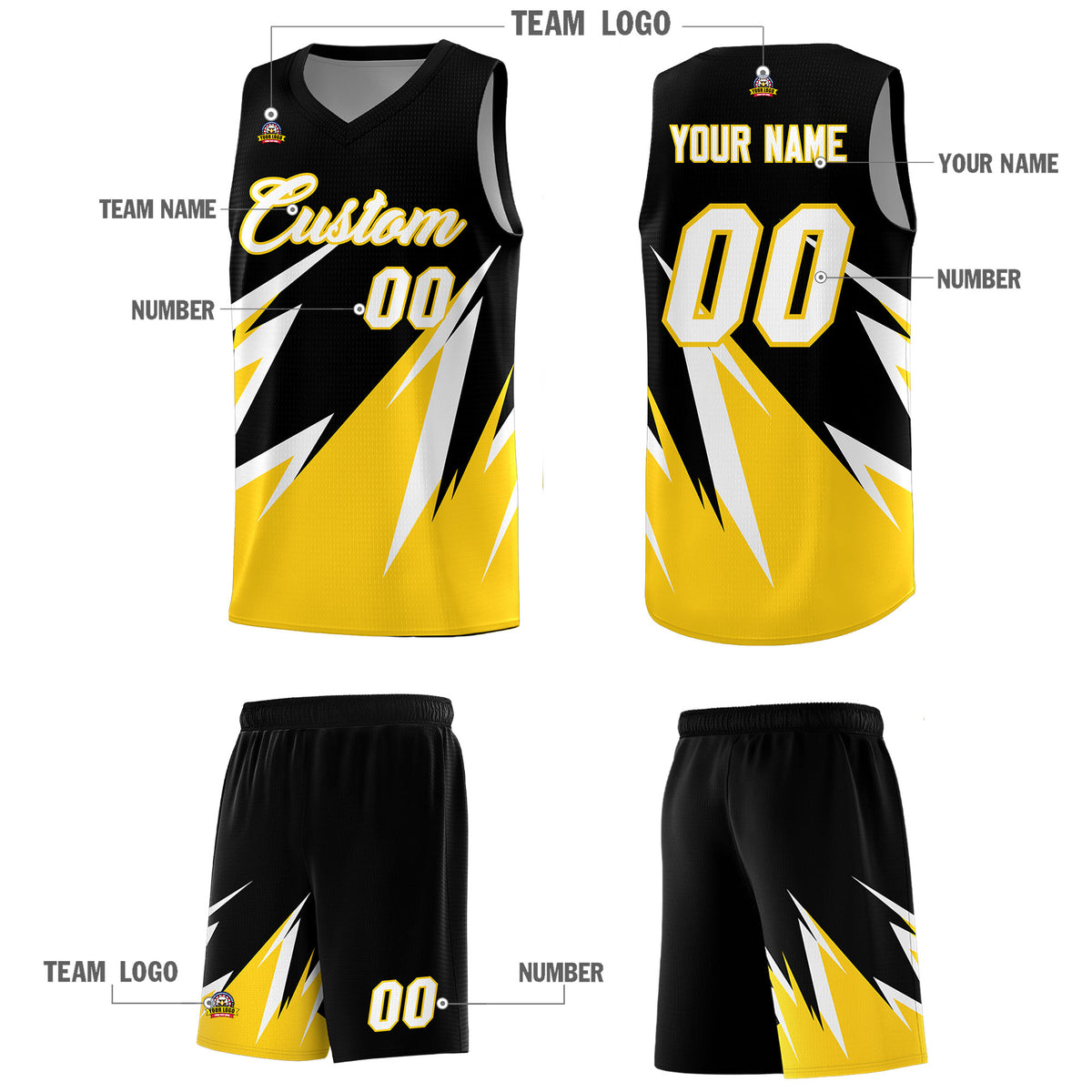 Custom Black Abstract Mountain Pattern Sports Uniform Basketball Jersey