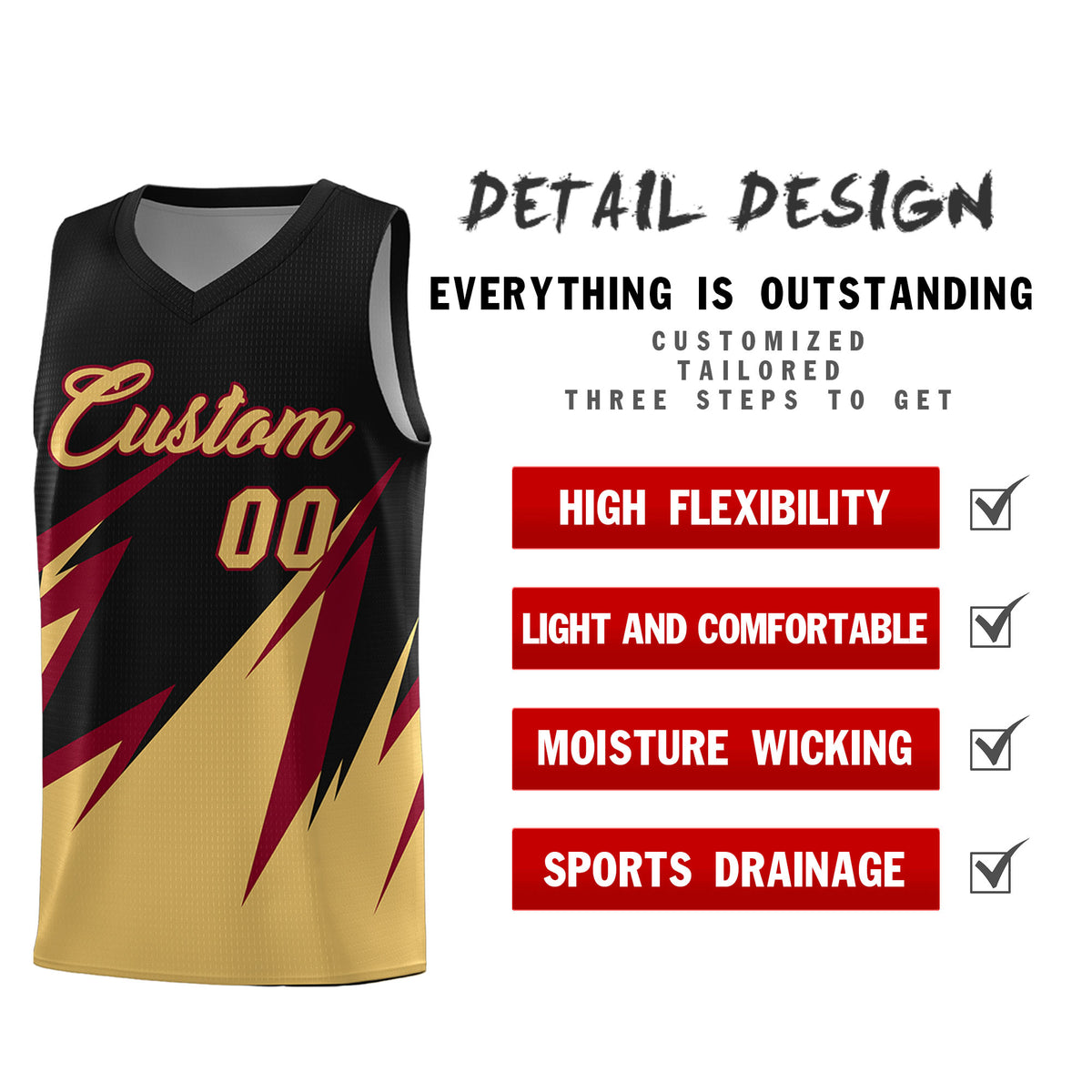 Custom Black Abstract Mountain Pattern Sports Uniform Basketball Jersey