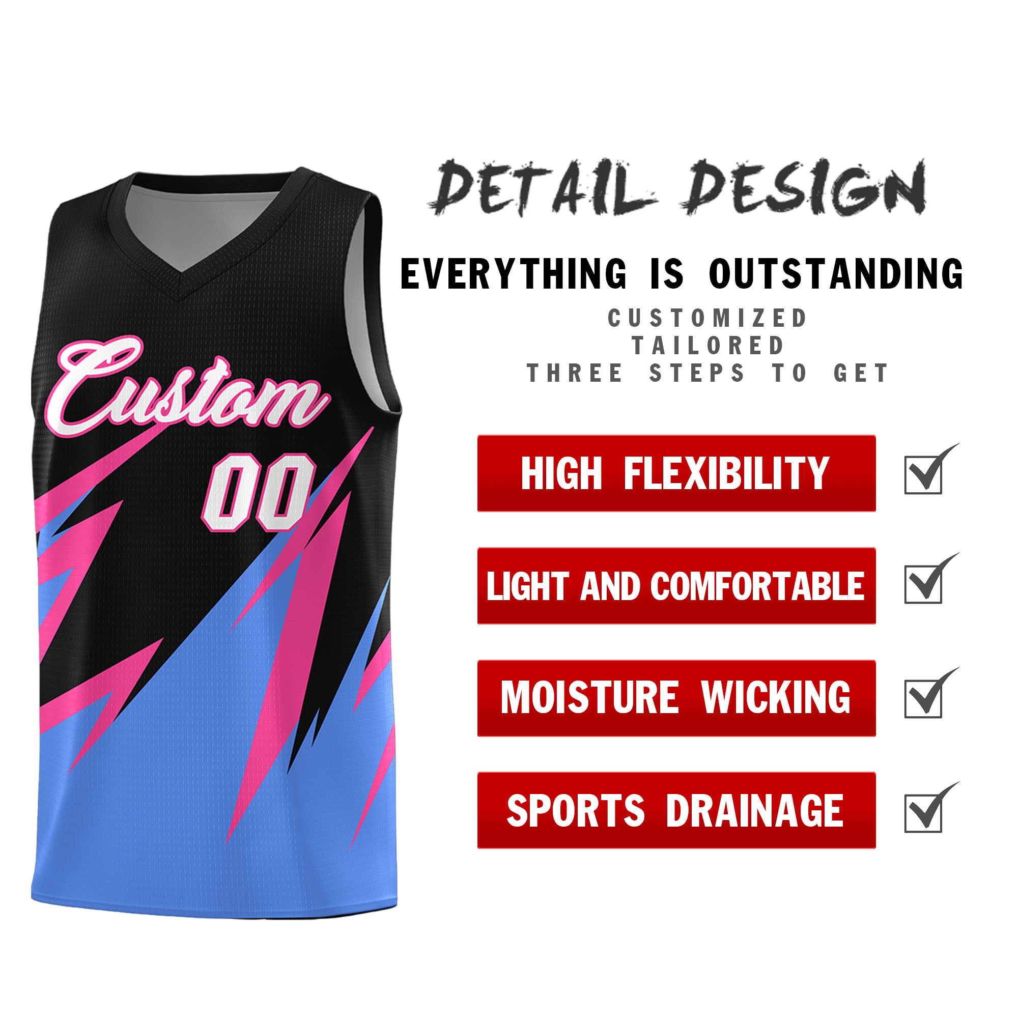 Custom Black Abstract Mountain Pattern Sports Uniform Basketball Jersey