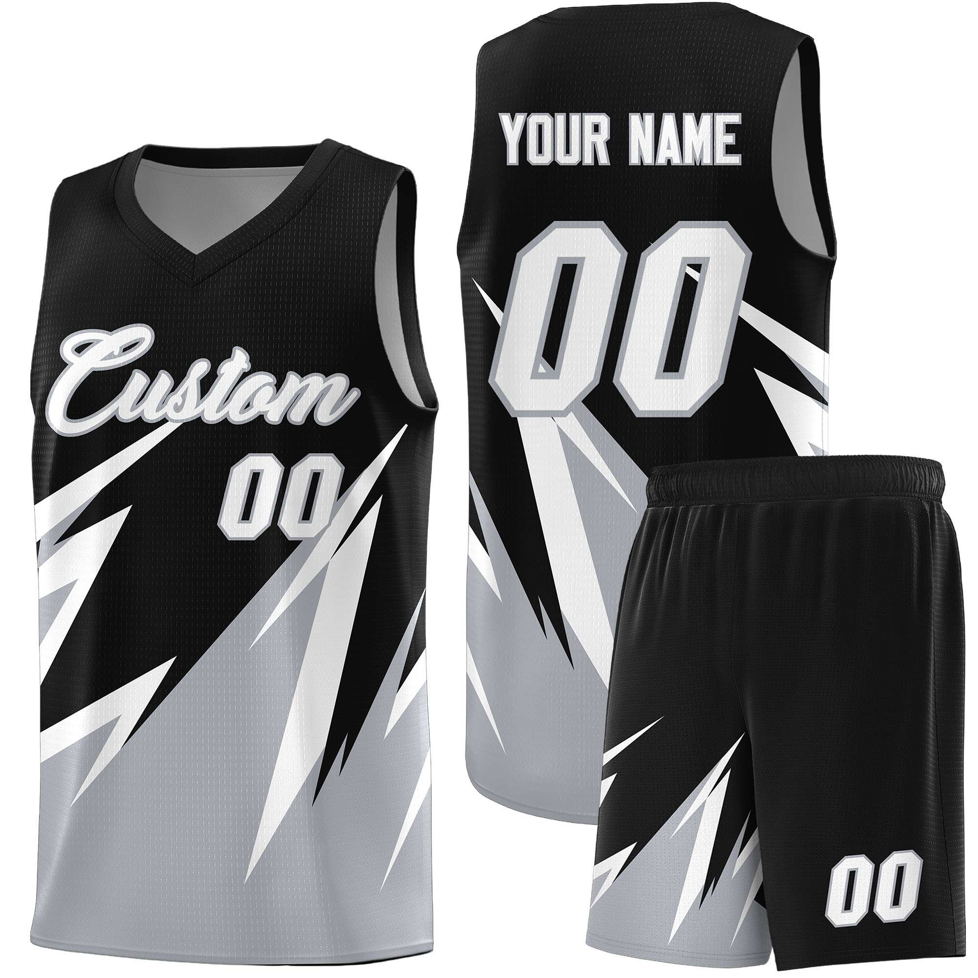 Custom Black Abstract Mountain Pattern Sports Uniform Basketball Jersey