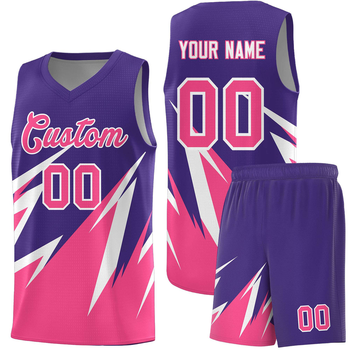 Custom Purple Abstract Mountain Pattern Sports Uniform Basketball Jersey