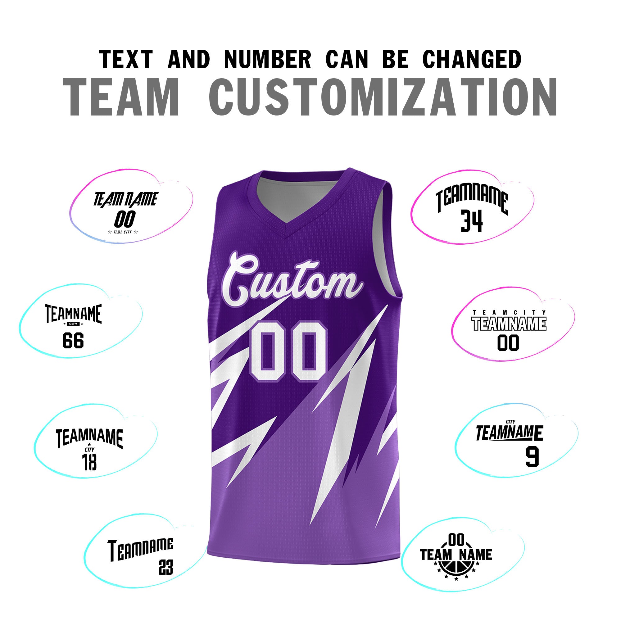 Custom Purple Abstract Mountain Pattern Sports Uniform Basketball Jersey