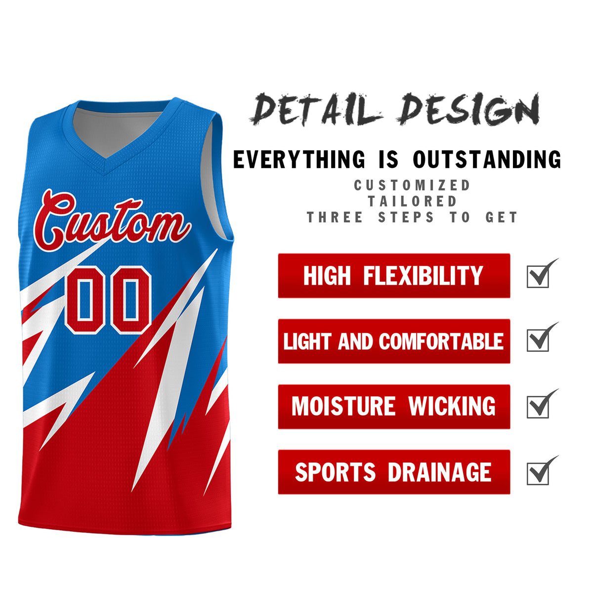 Custom Royal Abstract Mountain Pattern Sports Uniform Basketball Jersey