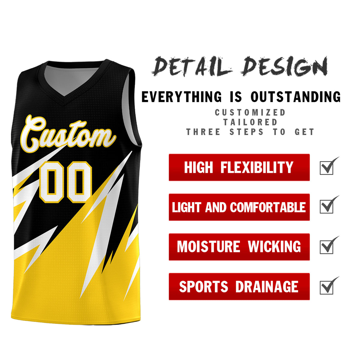 Custom Black Abstract Mountain Pattern Sports Uniform Basketball Jersey