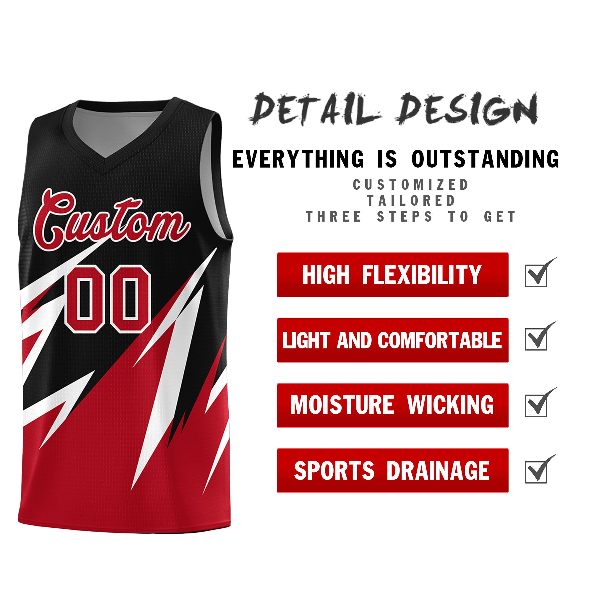 Custom Black Abstract Mountain Pattern Sports Uniform Basketball Jersey