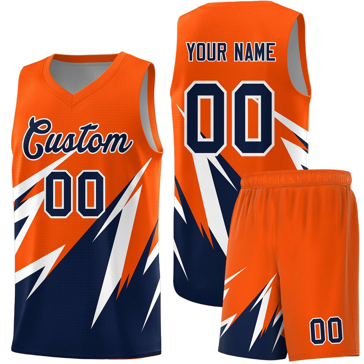 Custom Orange Abstract Mountain Pattern Sports Uniform Basketball Jersey