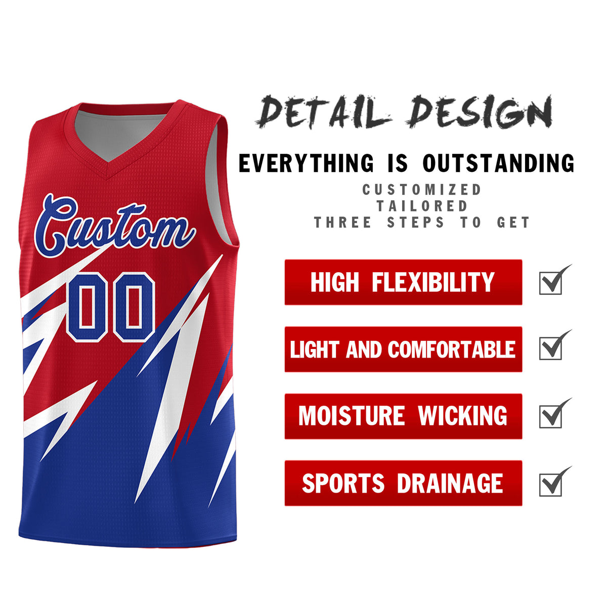 Custom Red Abstract Mountain Pattern Sports Uniform Basketball Jersey