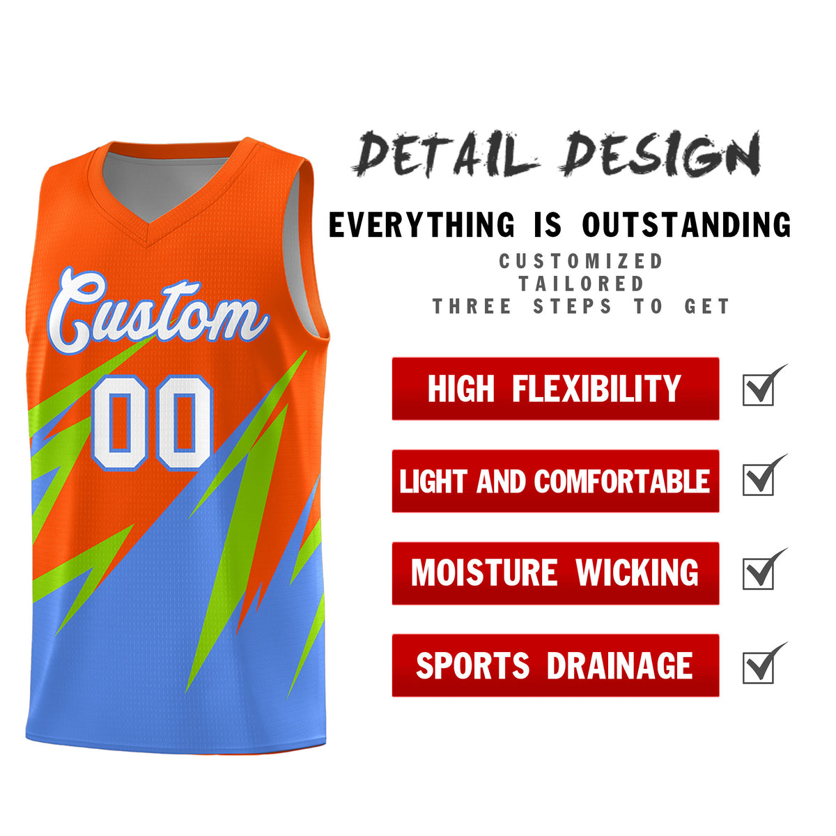 Custom Orange Abstract Mountain Pattern Sports Uniform Basketball Jersey