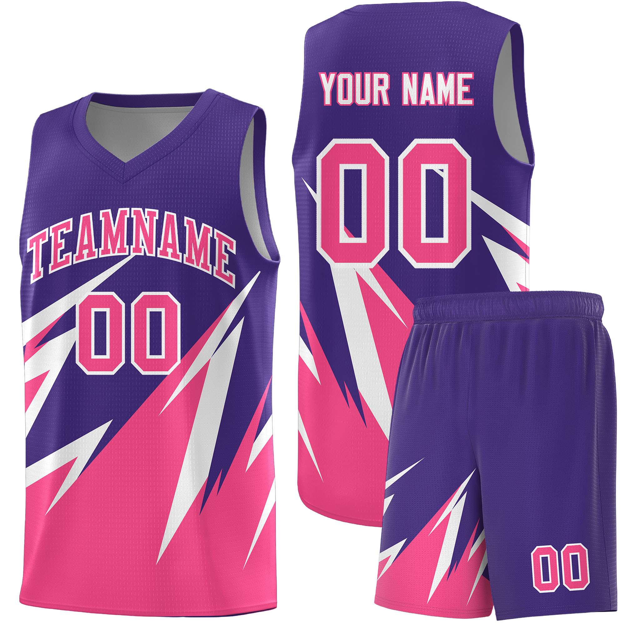 Custom Purple Abstract Mountain Pattern Sports Uniform Basketball Jersey