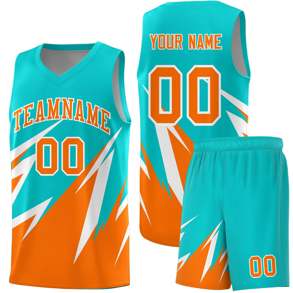 Custom Aqua Abstract Mountain Pattern Sports Uniform Basketball Jersey