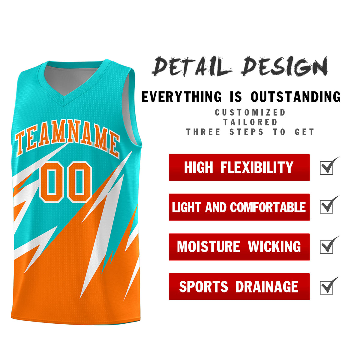 Custom Aqua Abstract Mountain Pattern Sports Uniform Basketball Jersey