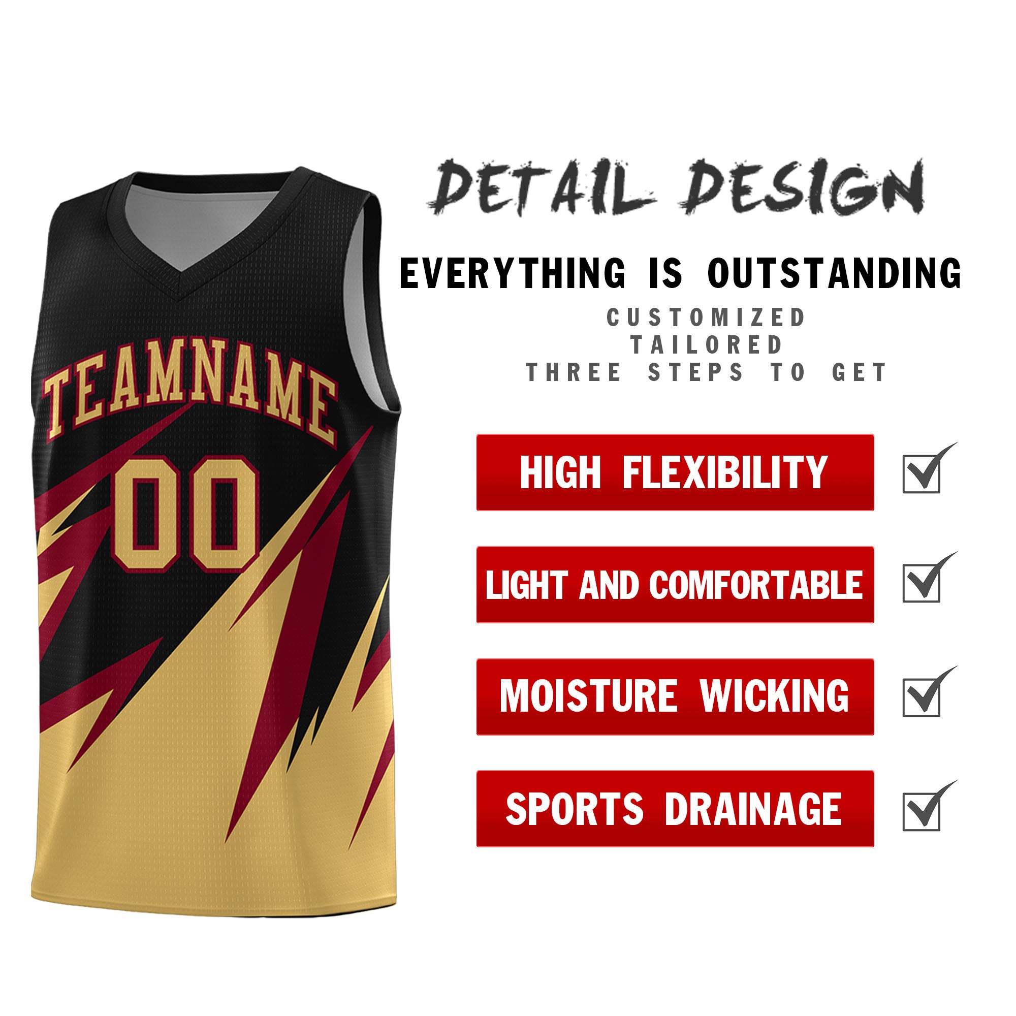 Custom Black Abstract Mountain Pattern Sports Uniform Basketball Jersey
