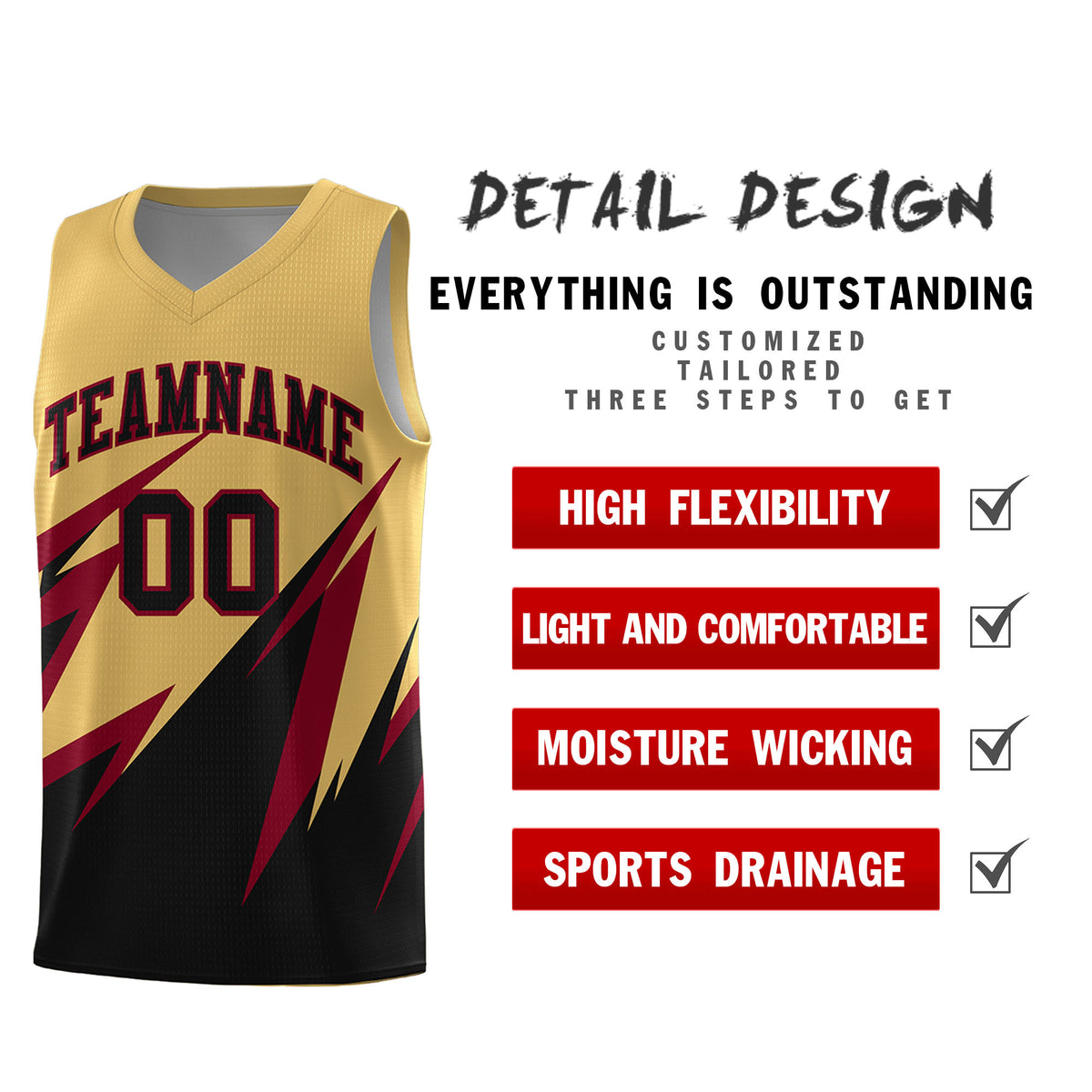 Custom Old Gold Abstract Mountain Pattern Sports Uniform Basketball Jersey