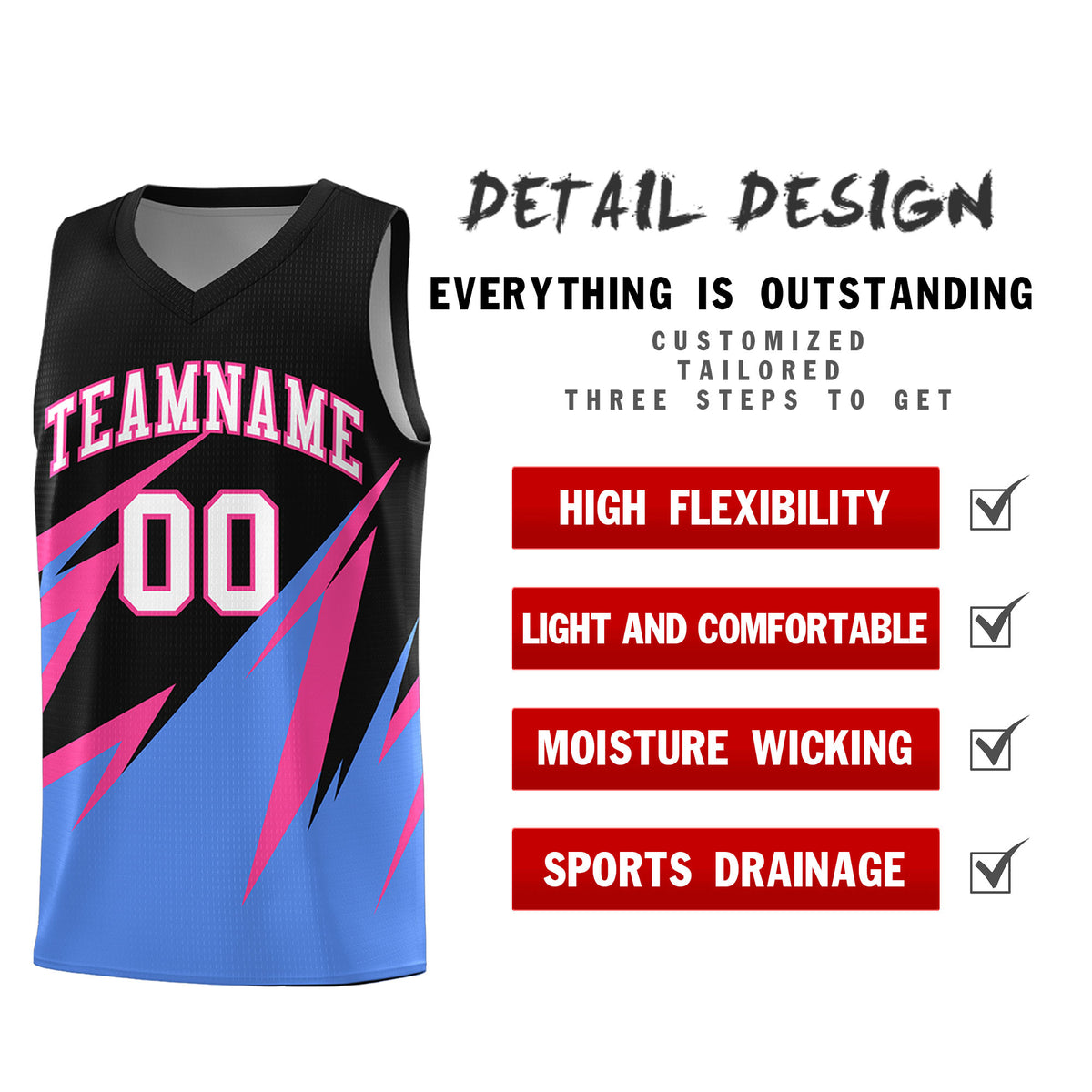 Custom Black Abstract Mountain Pattern Sports Uniform Basketball Jersey
