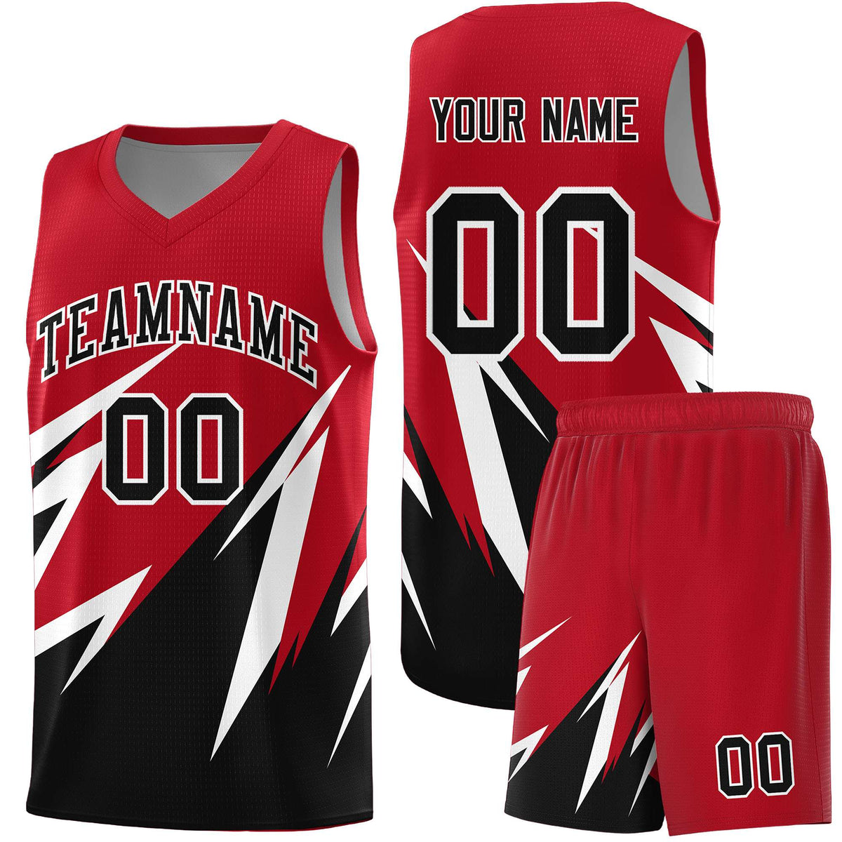 Custom Red Abstract Mountain Pattern Sports Uniform Basketball Jersey