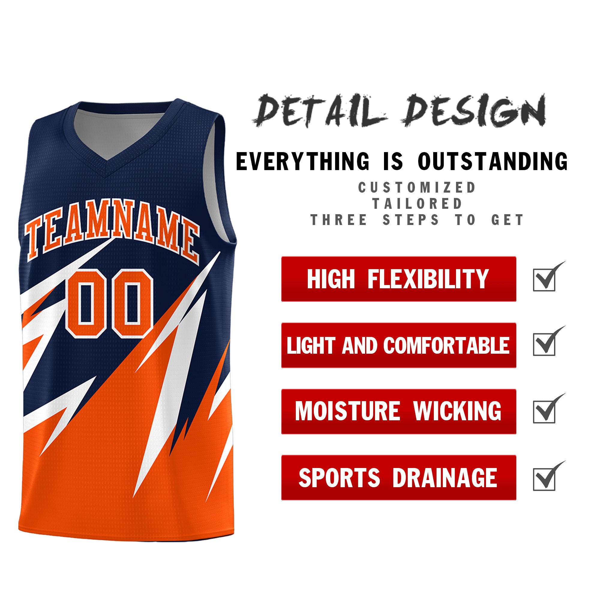 Custom Navy Abstract Mountain Pattern Sports Uniform Basketball Jersey